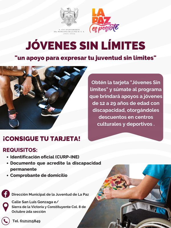 Invitan a sumarse al programa “Jóvenes sin Límites” en La Paz