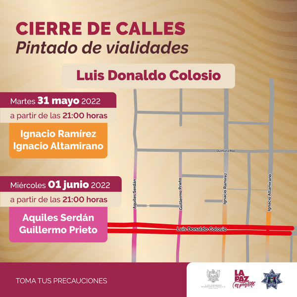 Corte a la circulación este martes y miércoles en bulevar Luis Donaldo Colosio por trabajos de mejoras en vialidades.