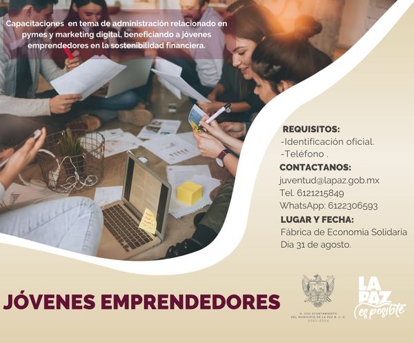 Impartirán Cursos y Talleres dentro del Programa “Jóvenes Emprendedores”