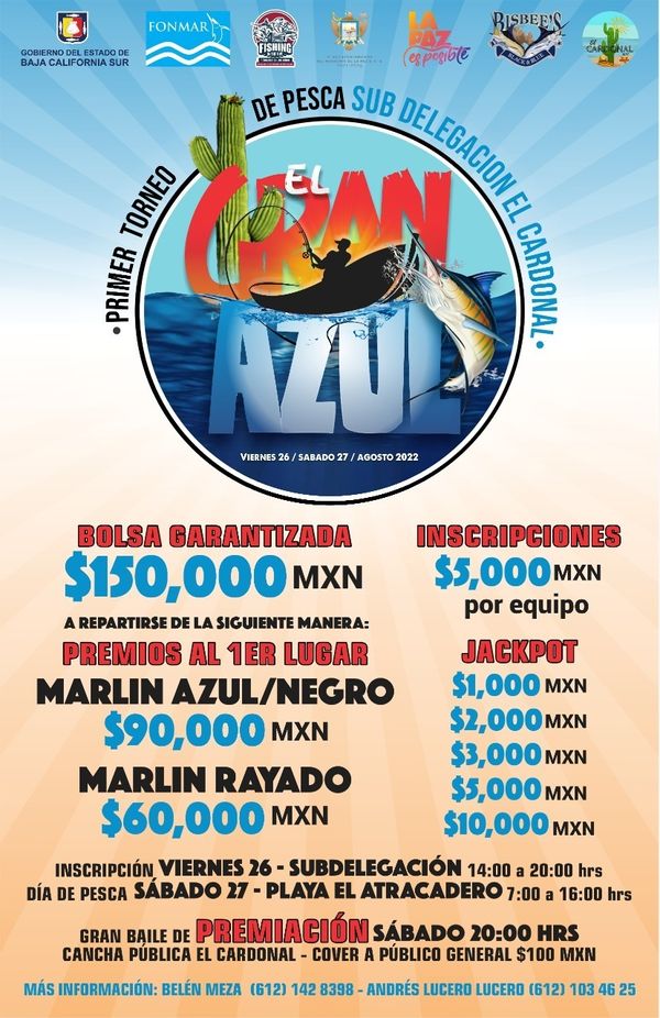 Realizarán Torneo de Pesca “El Gran Azul” en beneficio de la comunidad de El Cardonal