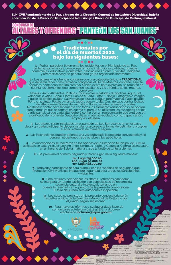 Convocan a participar en el Concurso de Altares y Ofrendas