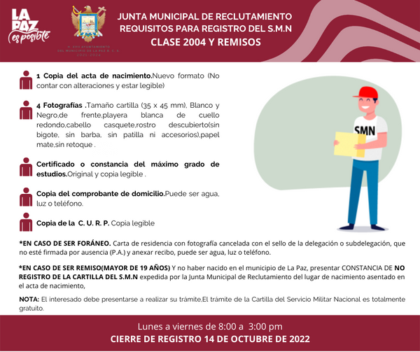 Continúa abierta la convocatoria para alistarse al Servicio Militar Nacional