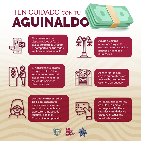 Recomienda la Policía Municipal tips de seguridad para el cuidado del aguinaldo