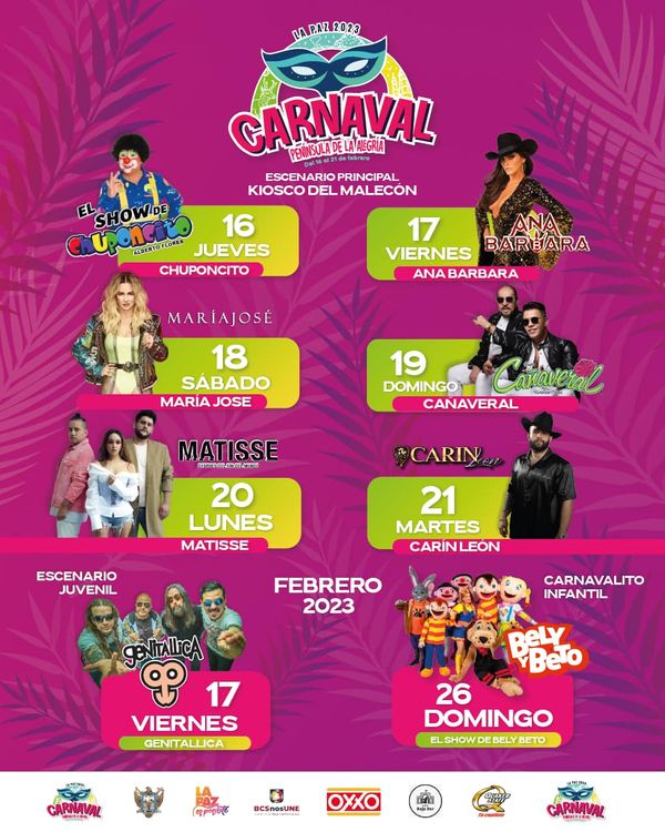 Presenta Alcaldesa la cartelera estelar del Carnaval La Paz 2023
