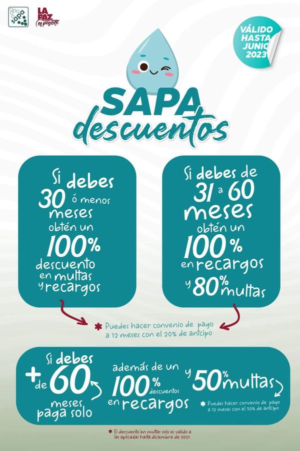 Invita OOMSAPAS La Paz a la ciudadanía a regularizar sus adeudos