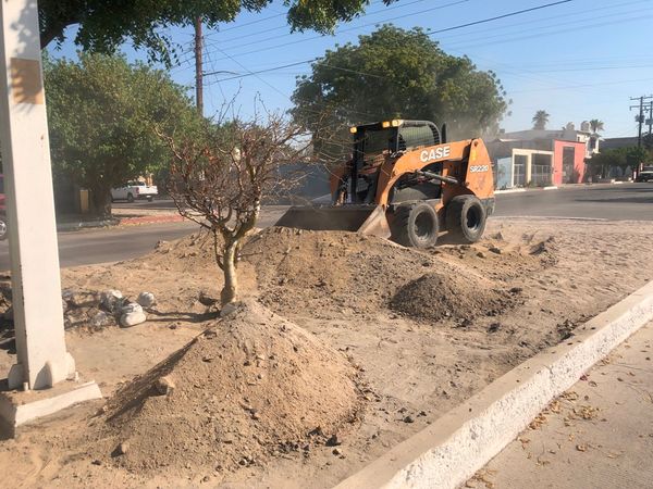 Realiza Servicios Públicos extracción de tierra en el bulevar Padre Kino