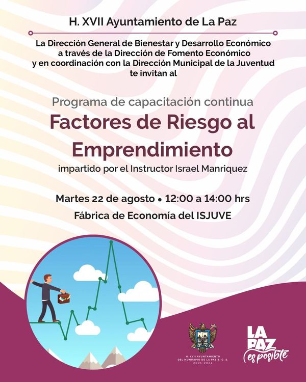 Impartirán curso “Factores de Riesgo al Emprendimiento” para jóvenes