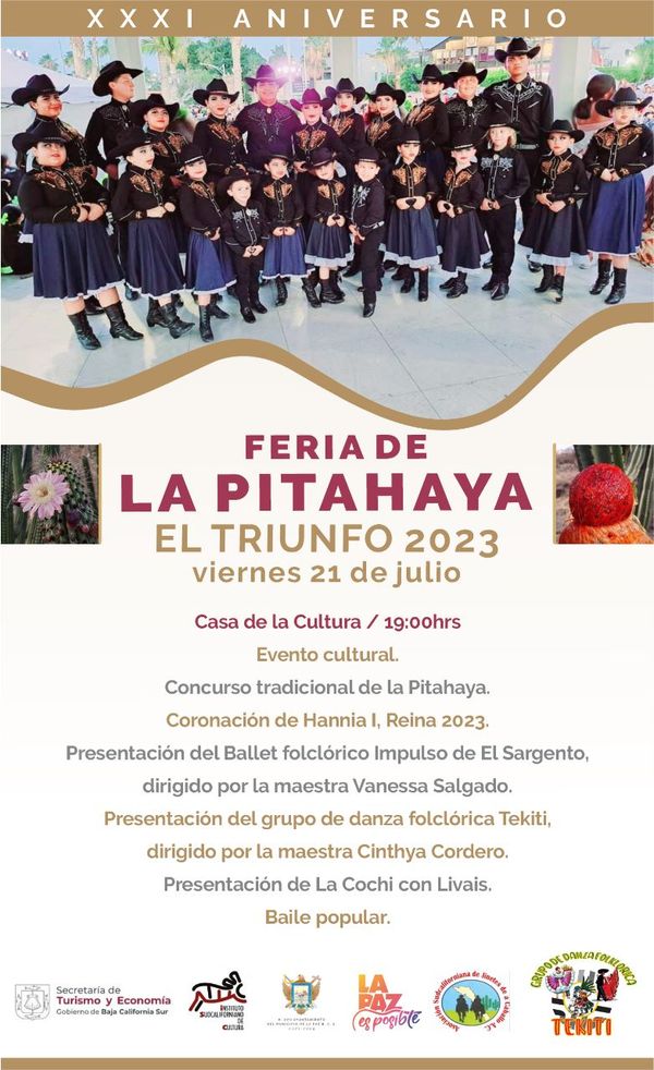 Todo listo para la celebración de la Feria de La Pitahaya El triunfo 2023