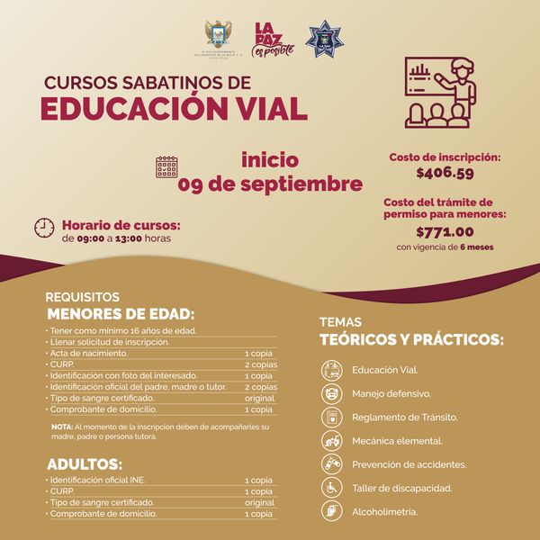 Invita Policía Municipal a curso sabatino de Educación Vial