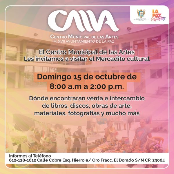 Invitan al Mercadito Cultural del Centro Municipal de las Artes