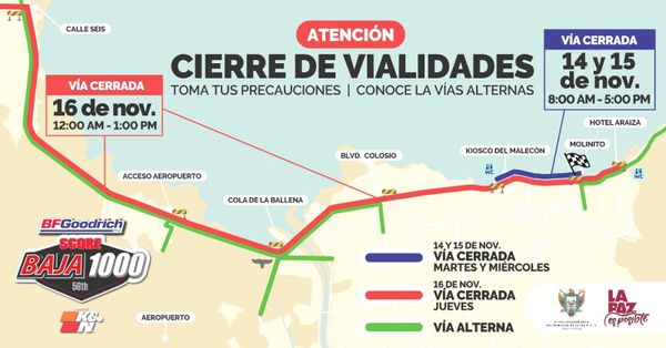 Exhortan a la ciudadanía a tomar precauciones durante la celebración de la carrera Baja 1000