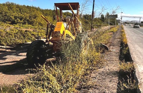 Limpia Servicios Públicos los camellones y accesos en la carretera hacia el aeropuerto