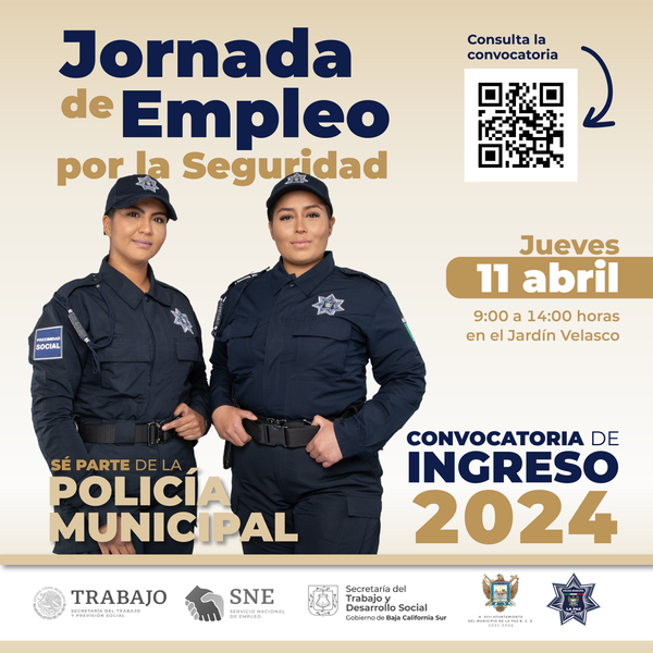 Policía Municipal estará presente en la jornada de empleo por la seguridad este jueves 11 de abril