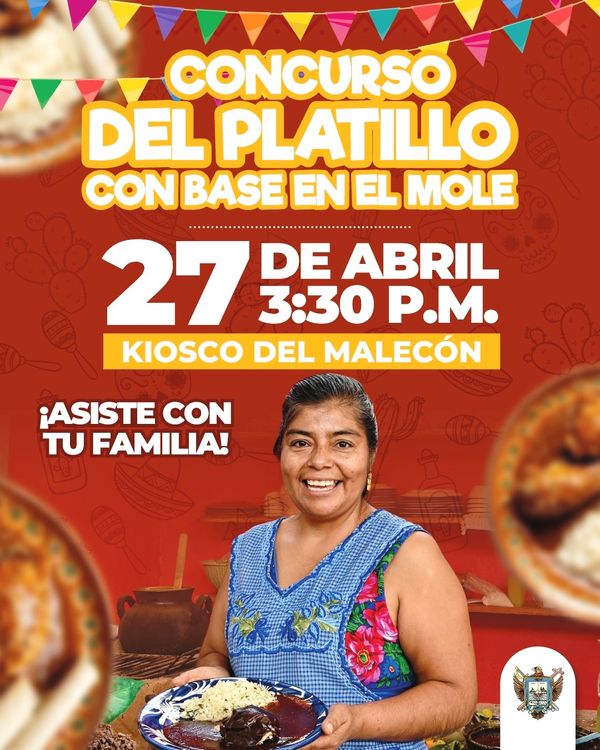 Celebrarán Primer Concurso del Platillo con base en el mole en el Kiosco del Malecón