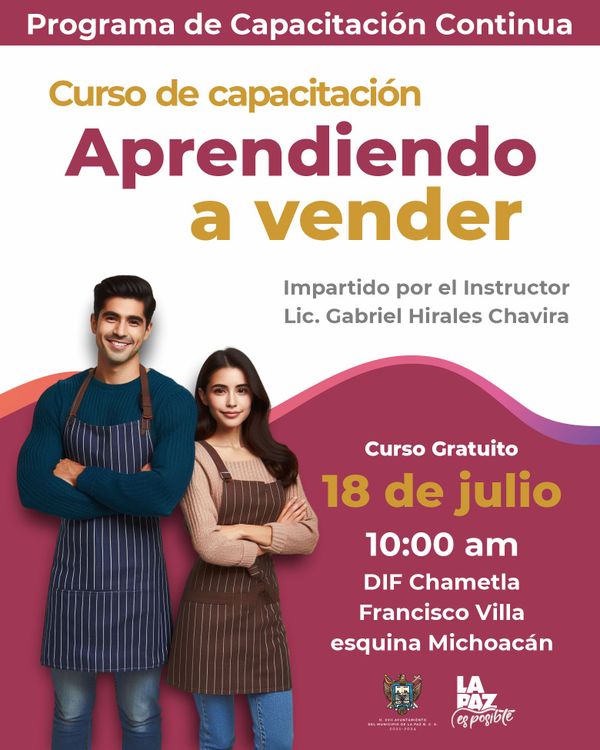 Invita Gobierno Municipal a curso gratuito “Aprendiendo a Vender”