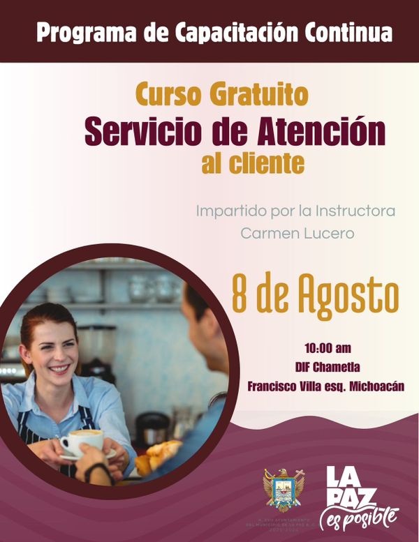 Invita Gobierno Municipal a curso gratuito “Servicio de Atención al cliente”