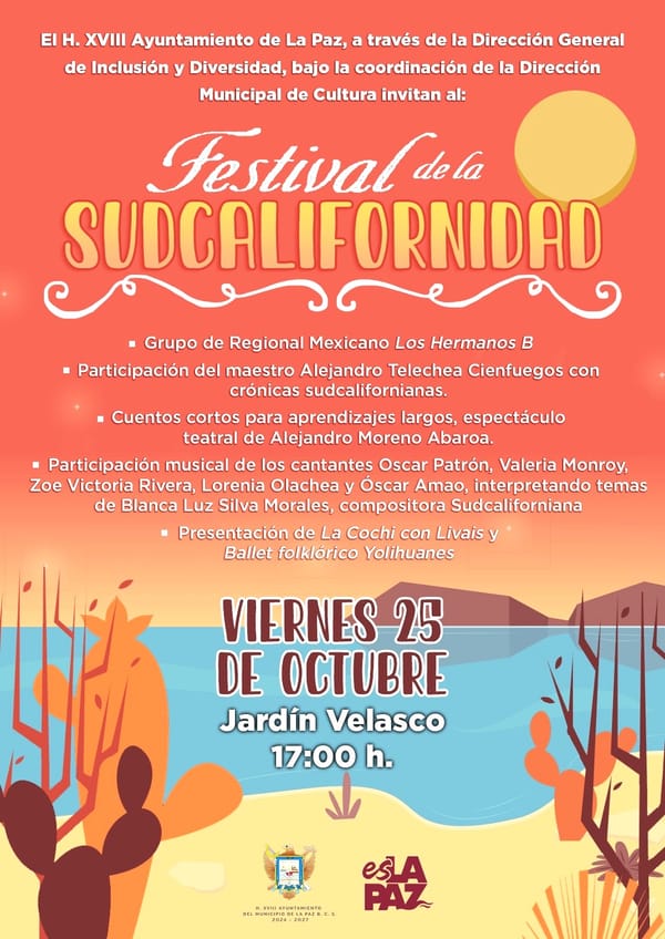 Realizarán Festival por la Sudcalifornidad 2024 en el Jardín Velasco