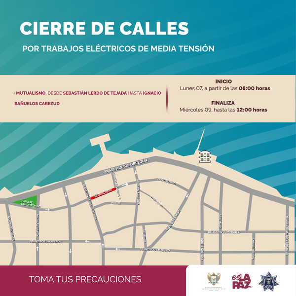 Anuncian cierre de vialidades en el Centro Histórico por trabajos de eléctricos de media tensión