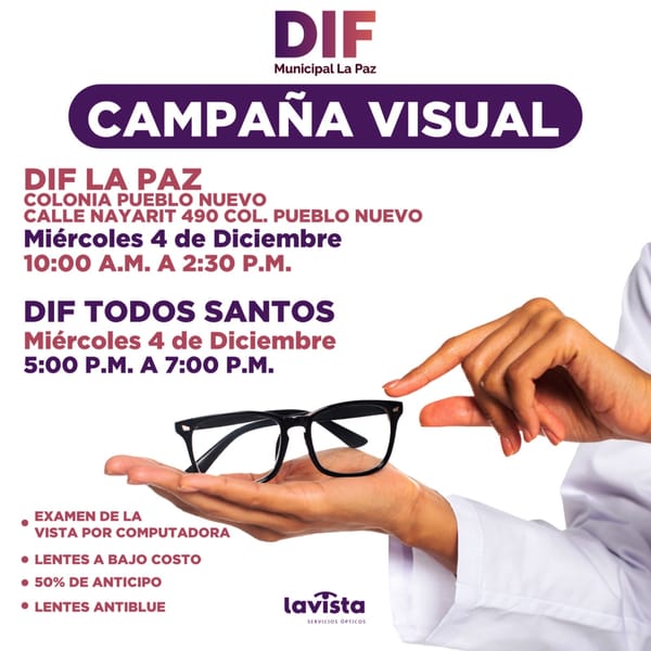 DIF Municipal de La Paz invita a sus jornadas visuales