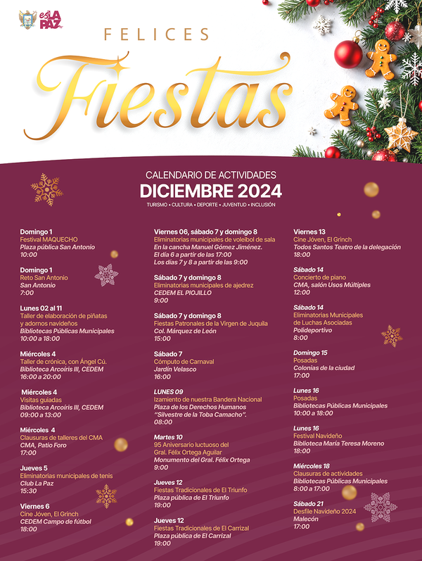 Anuncia Ayuntamiento de La Paz actividades en el cierre del año