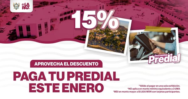Continúa el descuento del impuesto predial con un 15%