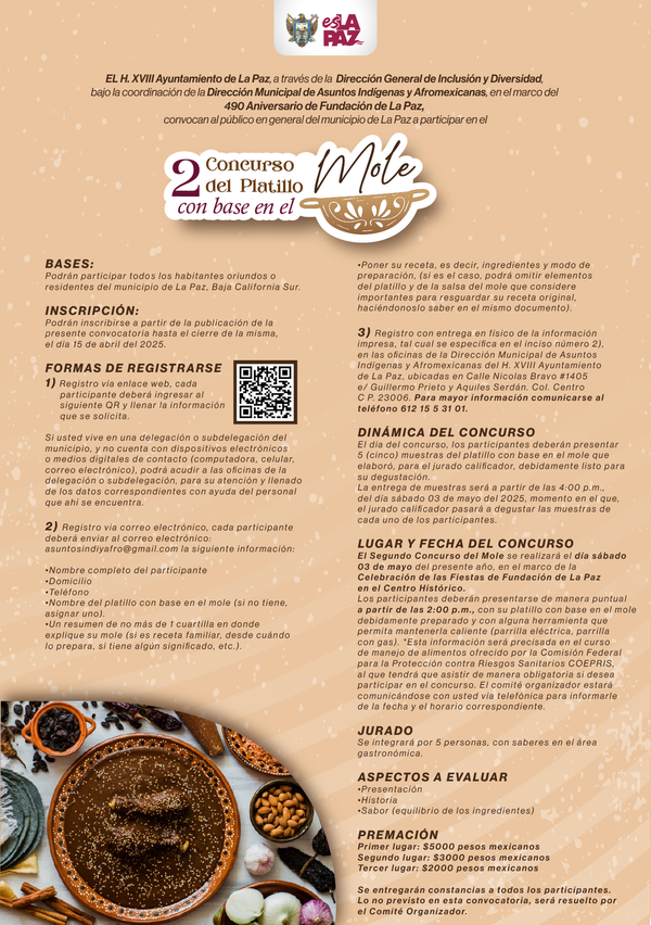 Invitan a participar en el 2do Concurso del Platillo con base en el mole