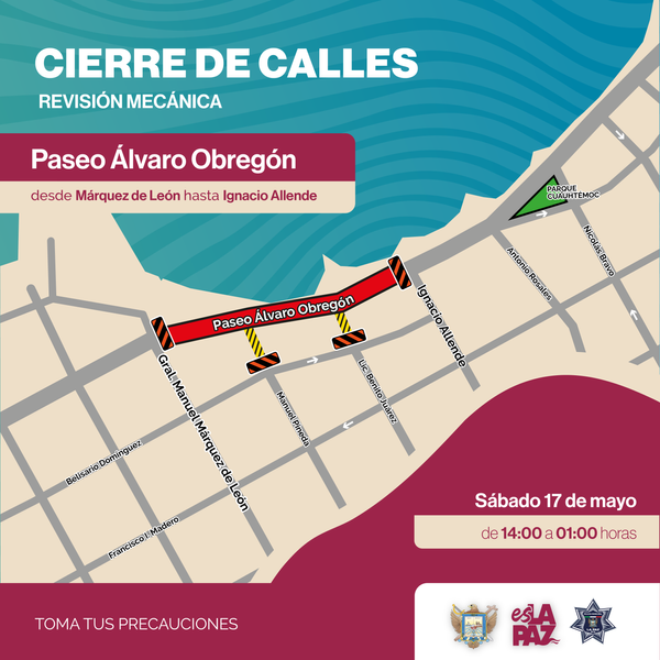 Dan a conocer cierres viales en el malecón por eventos deportivos