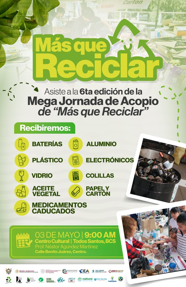 Convocan a jornada “Más que reciclar” en Todos Santos