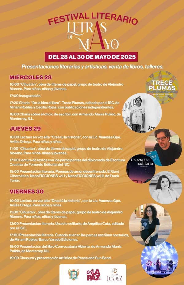 Invita Ayuntamiento de La Paz al festival literario “Letras de Mayo”