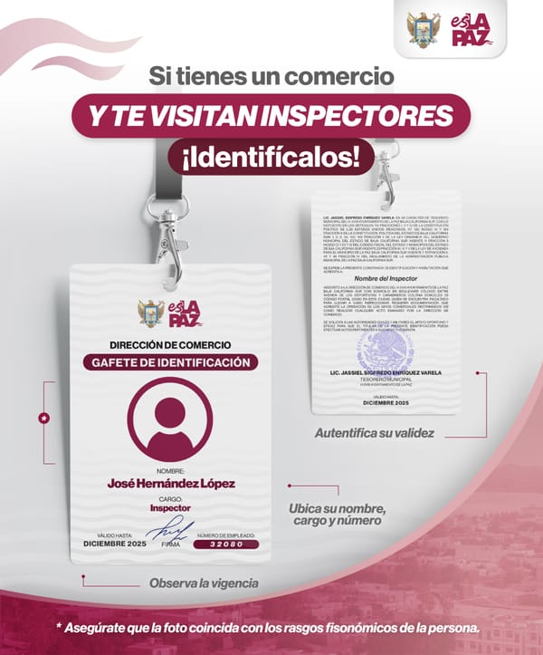 Ayuntamiento de La Paz refuerza transparencia en la identificación de inspectores de comercio