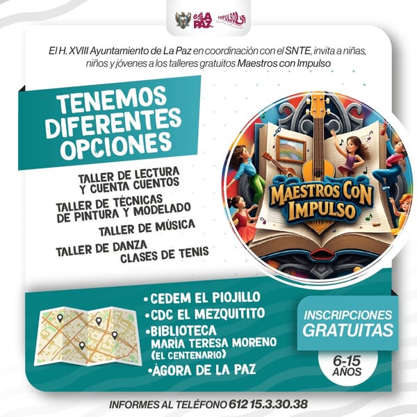 Invitan a participar en los talleres del programa Maestros con Impulso