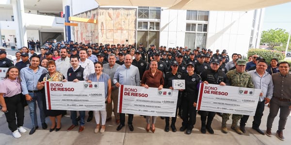 Reconoce Milena Quiroga a policías municipales con Bono de Riesgo
