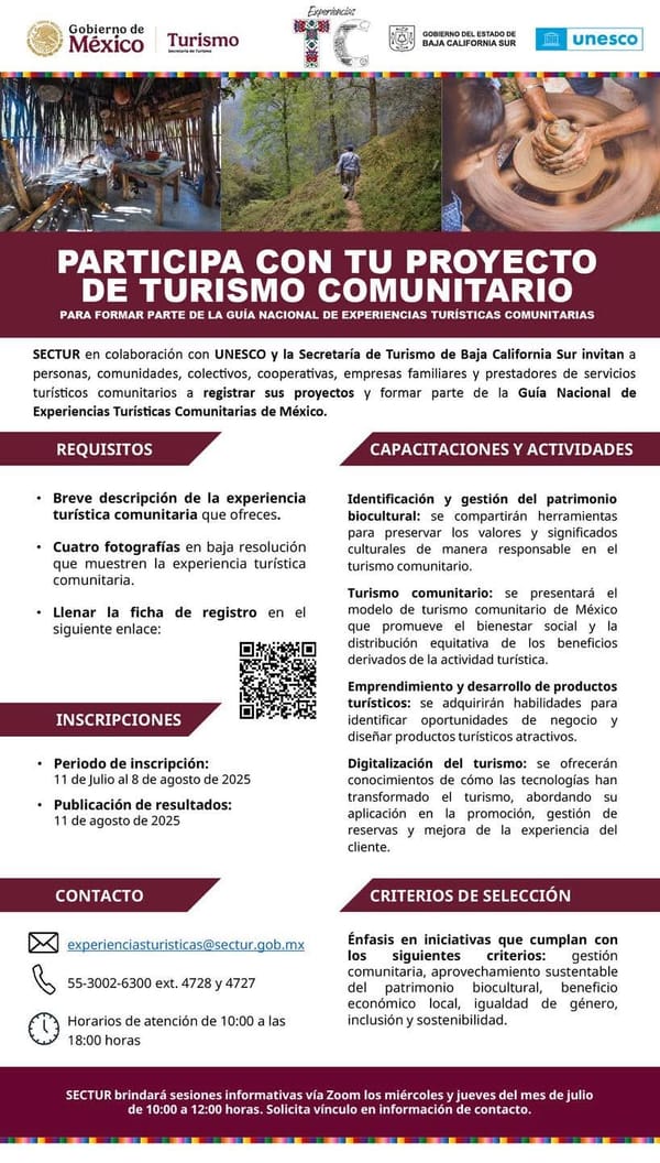 Turismo Municipal invita a registrar tu Proyecto de Turismo Comunitario