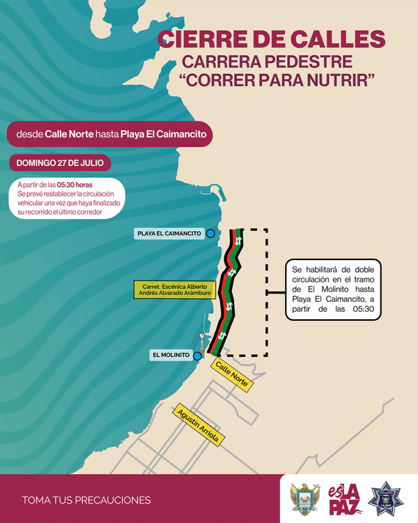 Cierre vial en la carretera escénica por la carrera pedestre “Correr Para Nutrir”