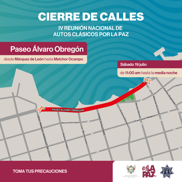 Cierre vial en el malecón por la IV Reunión Nacional de Autos Clásicos por La Paz