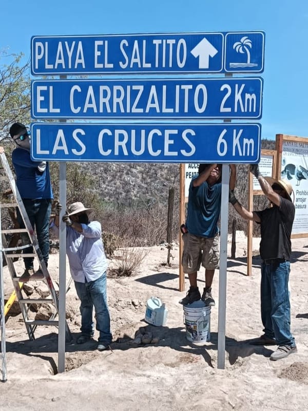 Inicia colocación de señalética en el camino hacia playas El Saltito y El Carrizalito