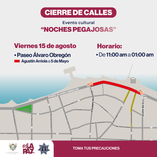 Anuncian cierre vial en el malecón por evento Noches Pegajosas