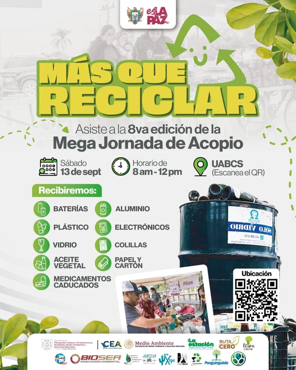 Posponen Mega Jornada de Acopio de Residuos “Más Que Reciclar” para el sábado 13 de septiembre
