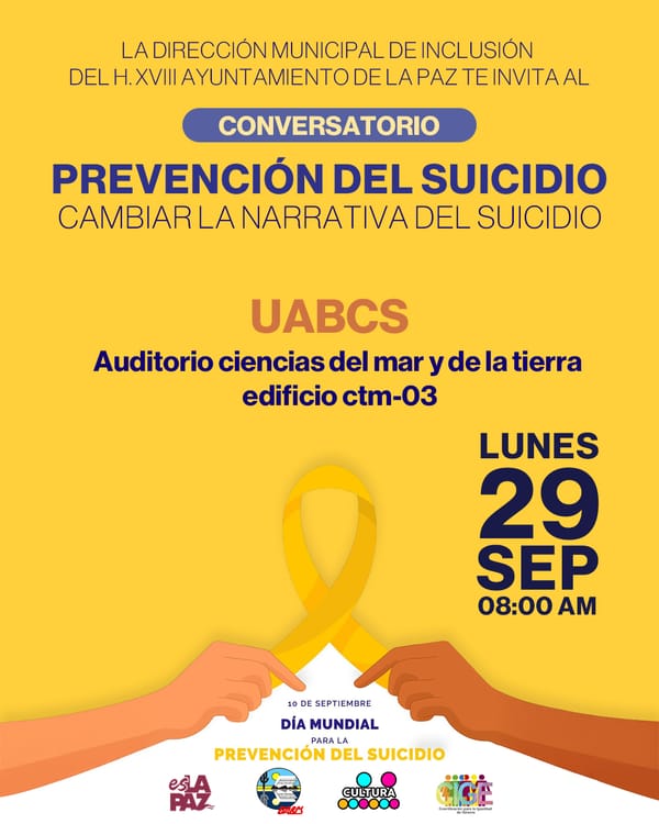 La Dirección Municipal de Inclusión invita al conversatorio “Prevención del Suicidio: Cambiar la narrativa del suicidio”