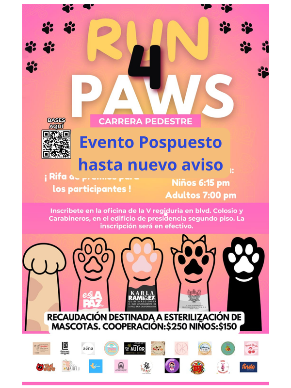 Posponen carrera “Run 4 Paws” por pronóstico de lluvias en La Paz