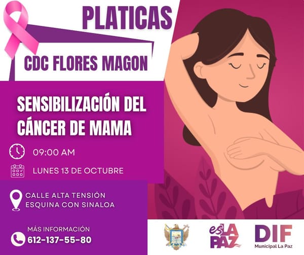 DIF Municipal de La Paz invita a pláticas sobre detección oportuna del cáncer de mama