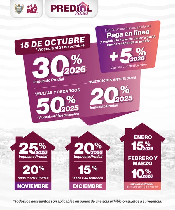 Inicia programa temporal de descuentos para el pago del Predial 2026 y años anteriores