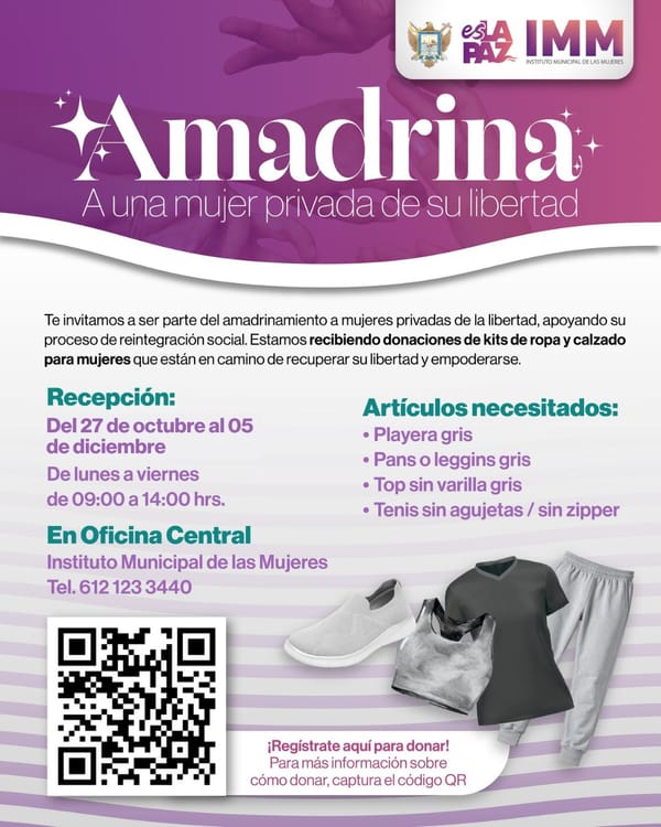 Extienden convocatoria “Amadrina a una mujer privada de su libertad”