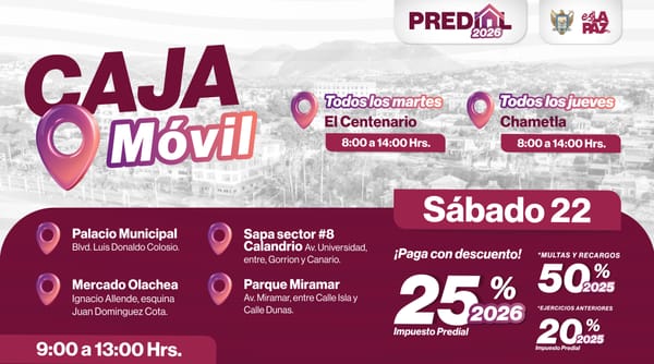 Instalan cajas móviles para pago del Predial este fin de semana en La Paz