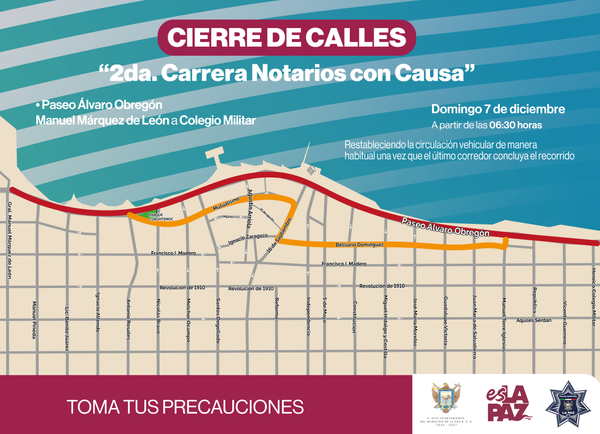 Realizarán cierre vial en el Malecón y Centro Histórico para la “2da. Carrera Notarios con Causa”