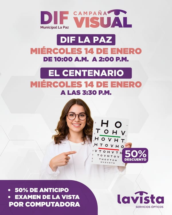 Invita DIF Municipal La Paz a campaña visual para la detección oportuna de padecimientos