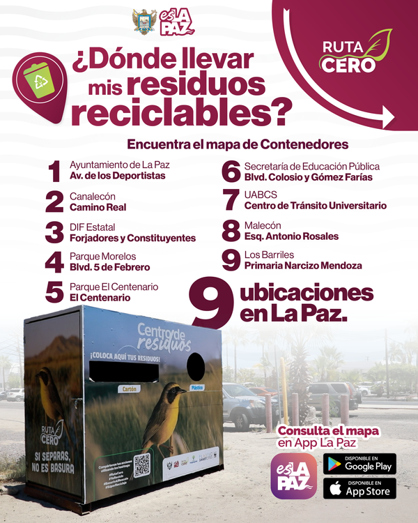 Avanza La Paz en el manejo responsable de residuos con 9 contenedores de Ruta Cero