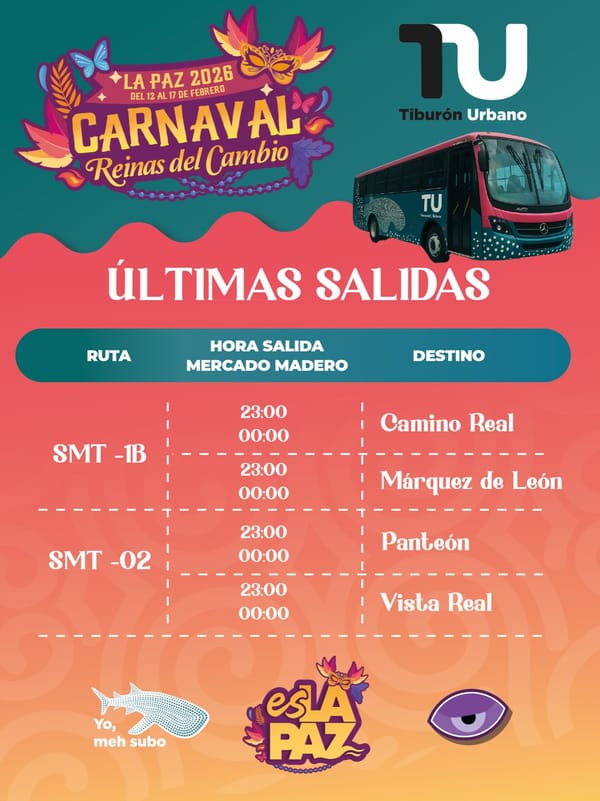 Ampliarán horarios del transporte público durante el Carnaval La Paz 2026