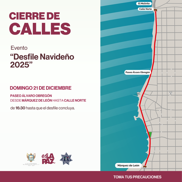 Anuncian cierres viales por desfile navideño este domingo