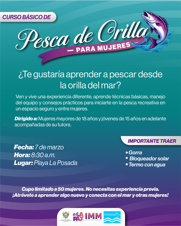 Invita el IMM La Paz a curso gratuito de pesca de orilla para mujeres